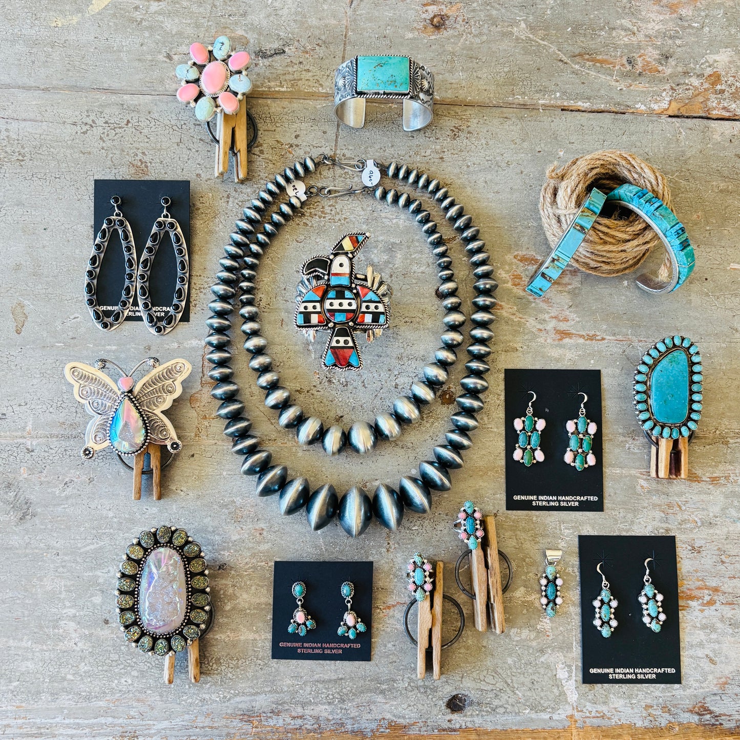 Navajo Lester James Sterling Silver & Multi Turquoise Stacker Cuff