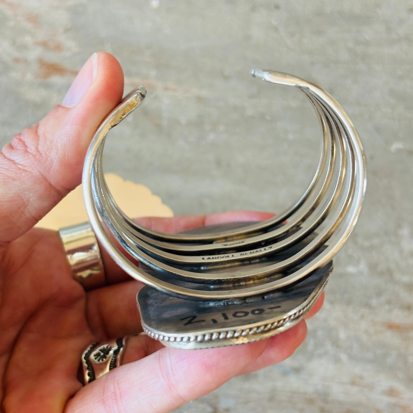 Navajo Landon Benally Sterling Silver & Pilot Mountain Turquoise Statement Cuff