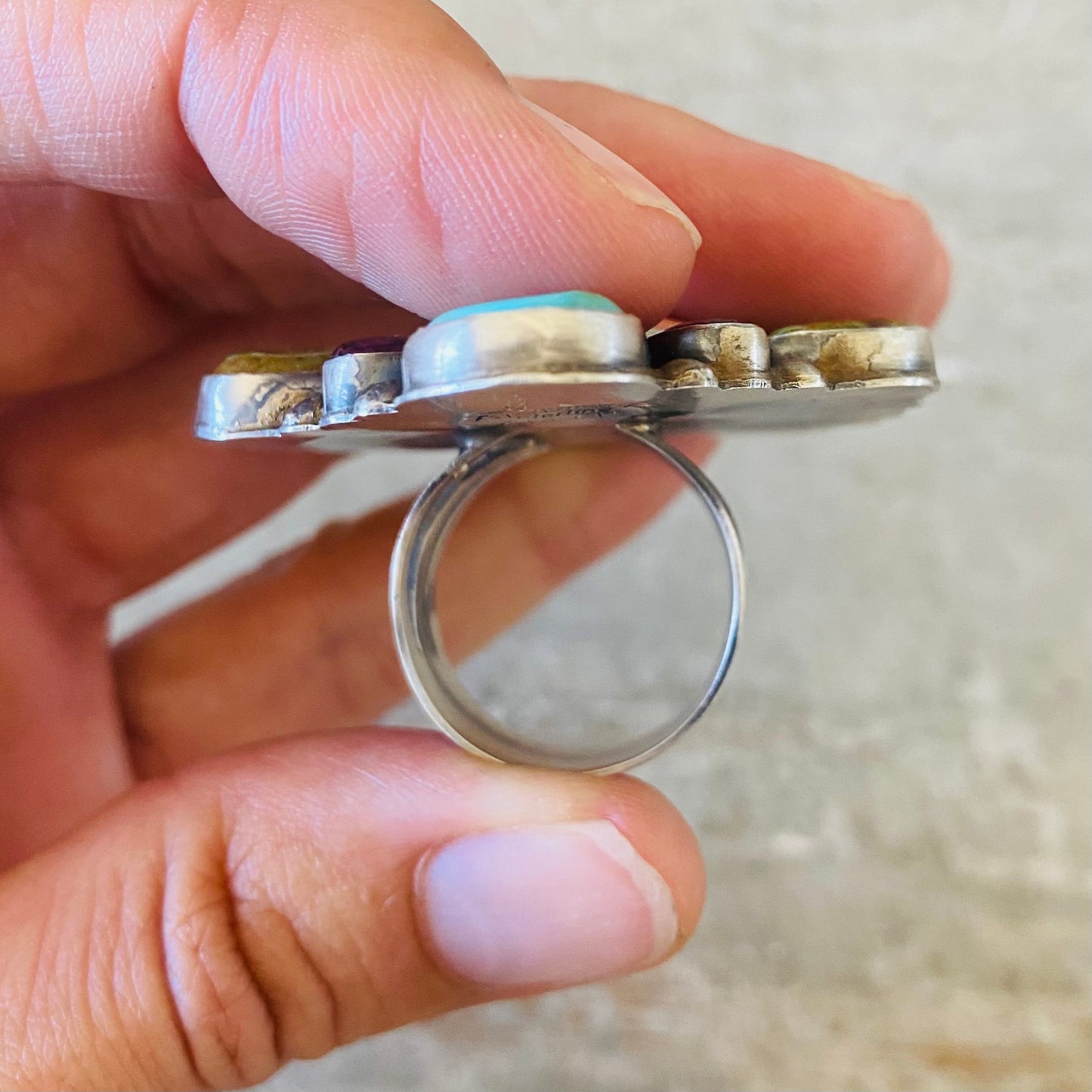 Navajo Anthony Skeets Sterling Silver Multi Stone Ring