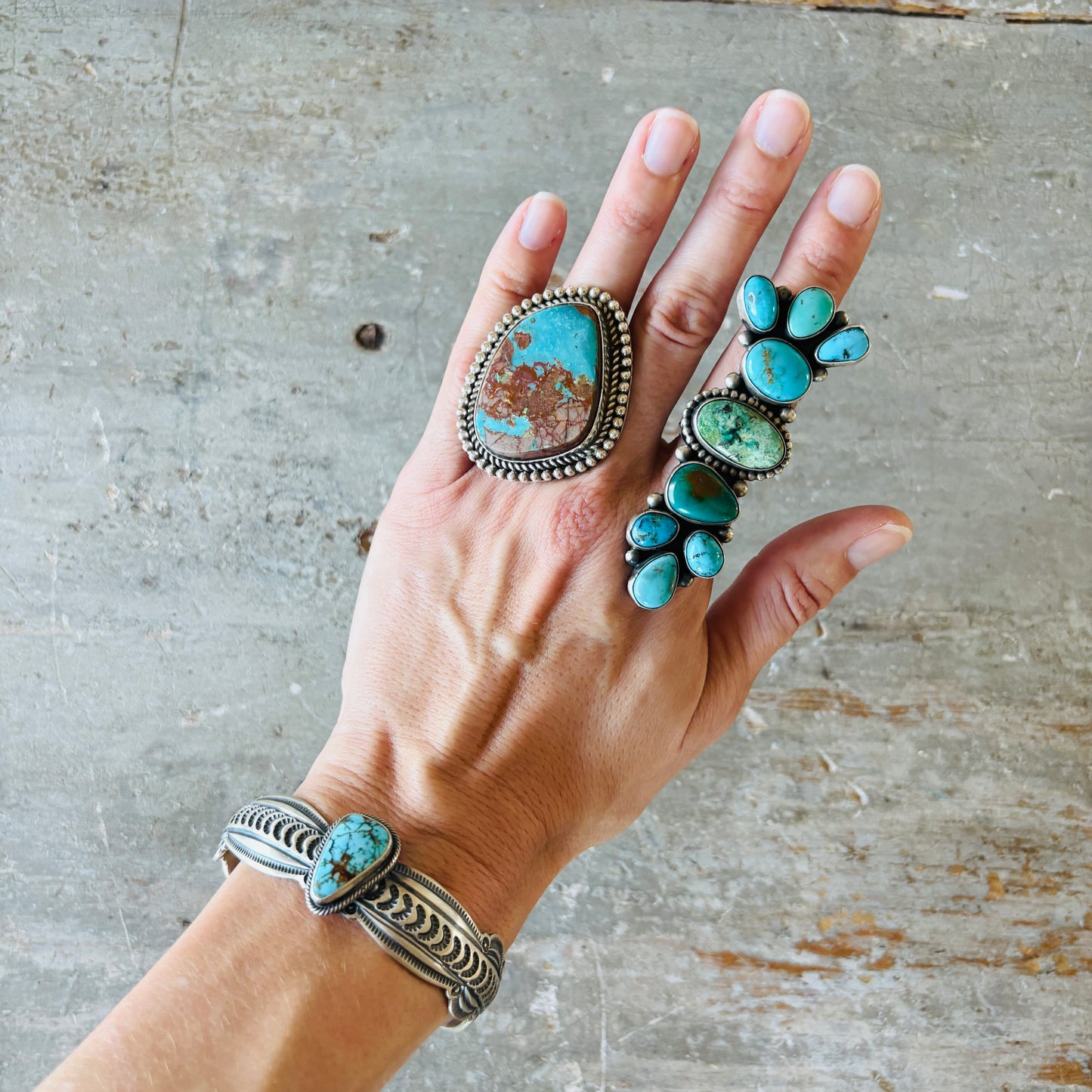 Navajo Randy Boyd Sterling Silver & Kingman Turquoise Cuff
