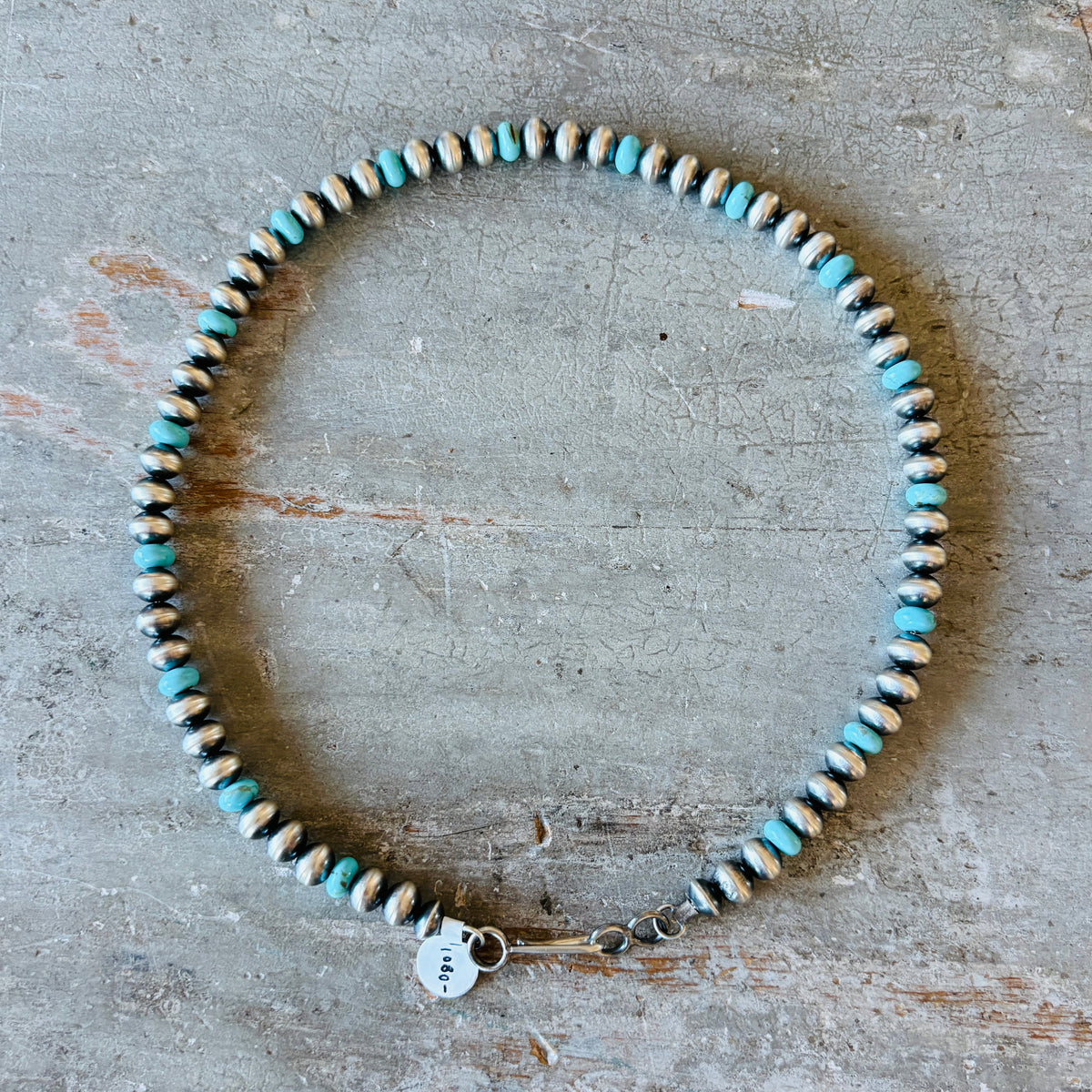Navajo Preston Haley Sterling Silver & Mina Maria 7mm Handmade Pearls Necklace