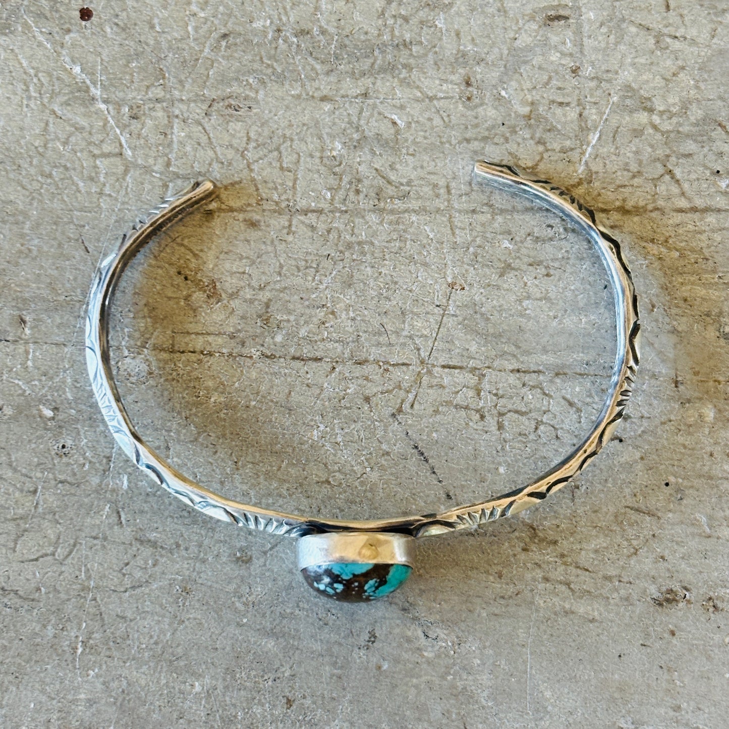 Navajo Delaine & Dwayne Nez Sterling Silver & Sierra Nevada Turquoise Stacker Cuff