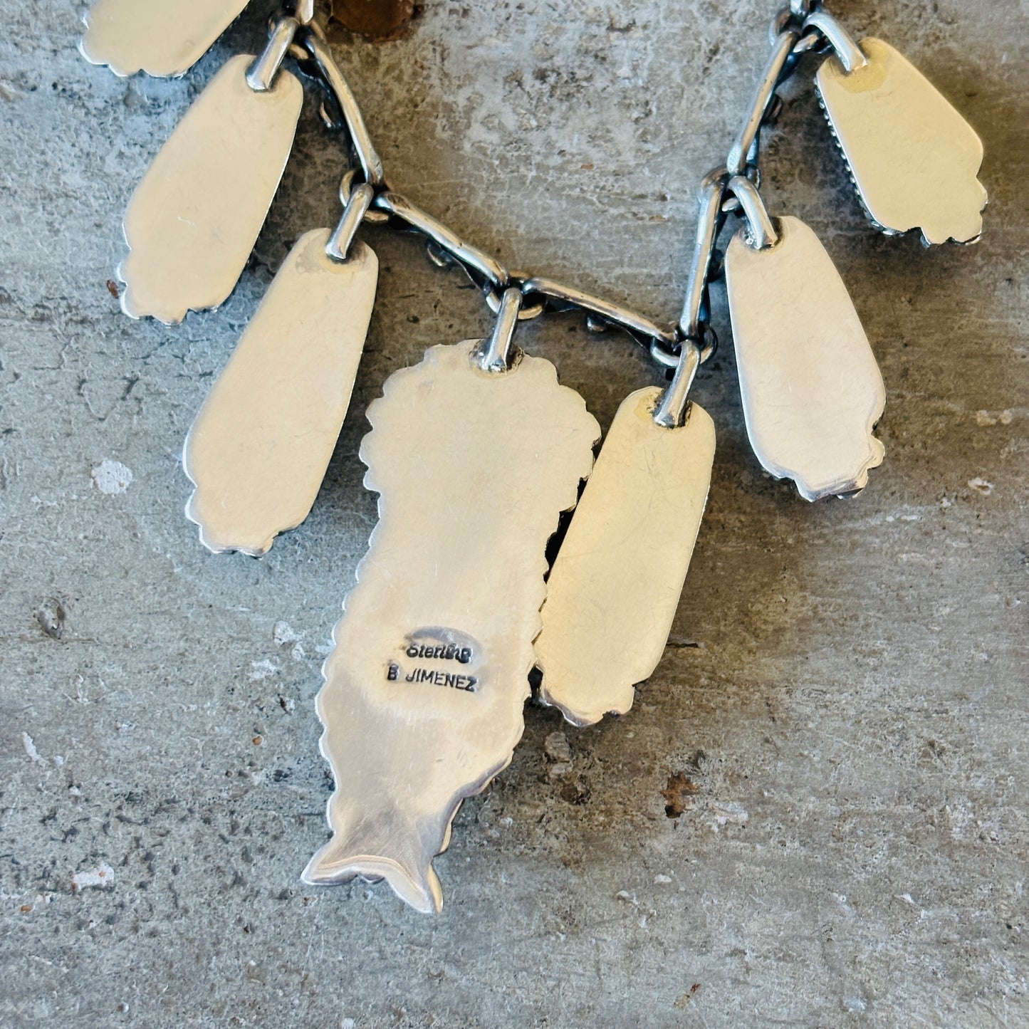 Navajo Brenda Jimenez Sterling Silver & Sugilite Charms Necklace