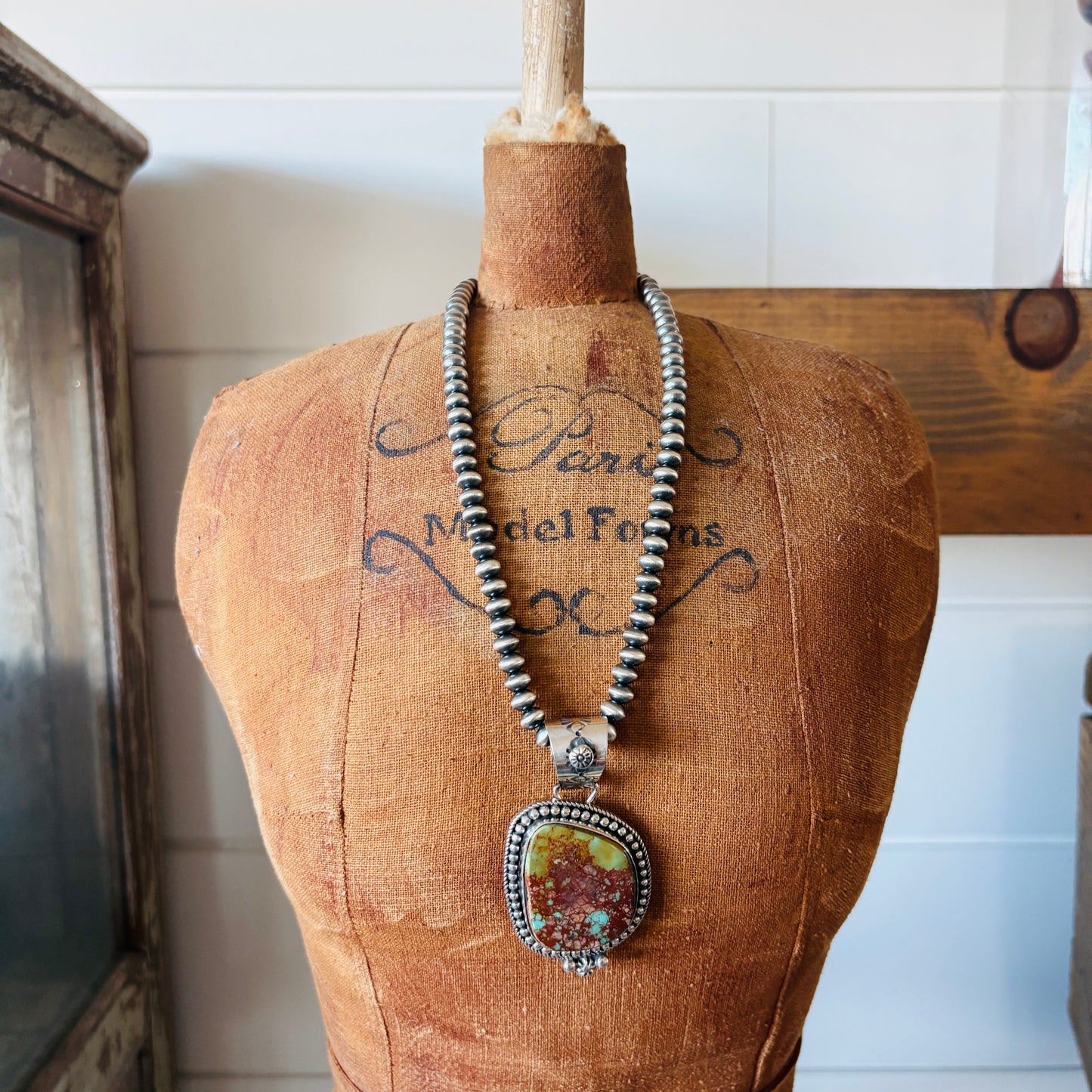 Apache Rosella Paxson Sterling Silver & Pilot Mountain Turquoise Pendant