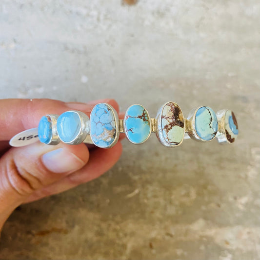 Navajo Tatum Skeet Sterling Silver & Golden Hills Turquoise Stacker Cuff