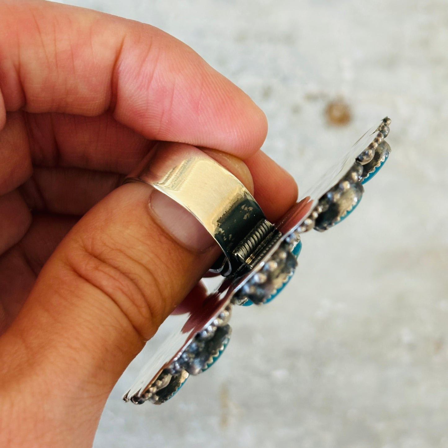 Navajo Braxton Parkett Sterling Silver & Egyptian Cluster Ring