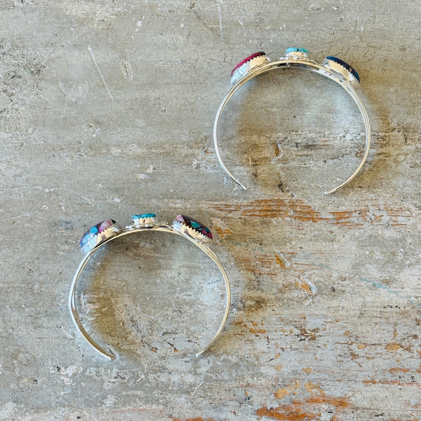 New Navajo Reynold Begay Sterling Silver - Mojave & Kingman Turquoise Cuffs