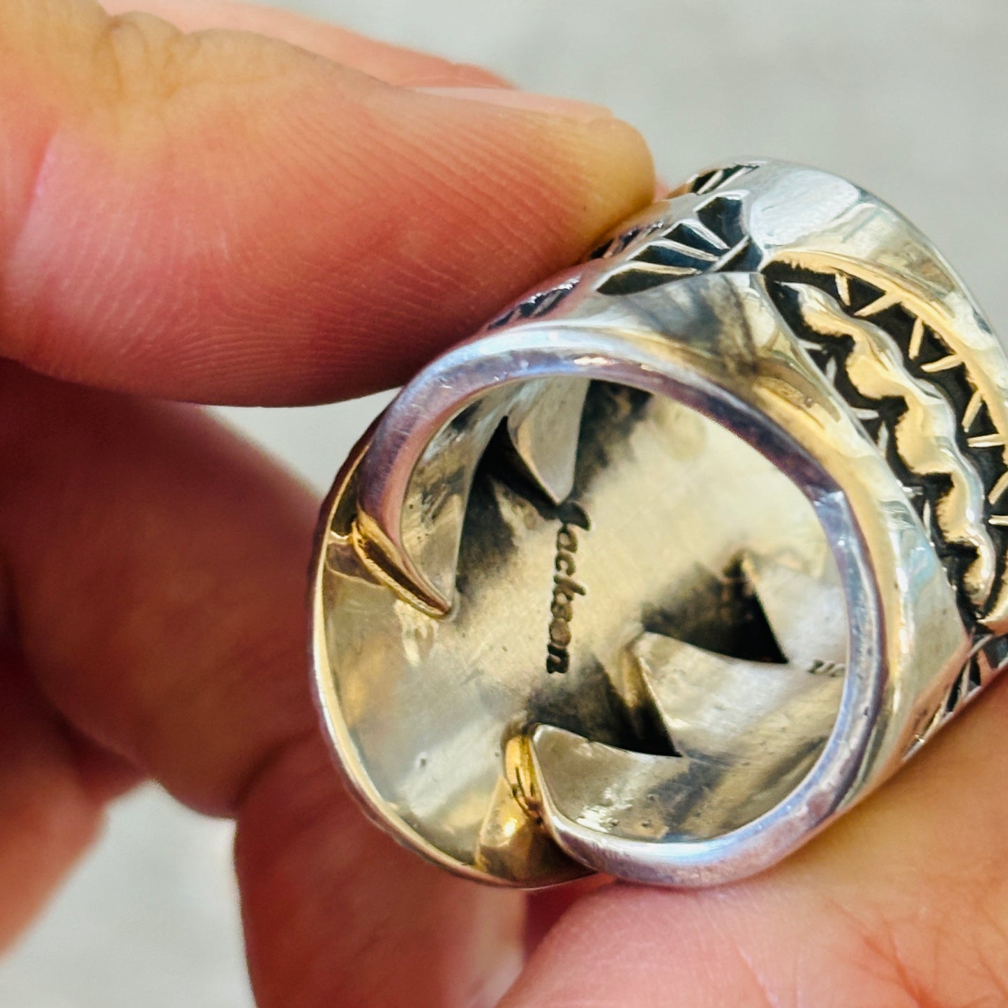 Navajo Tommy Jackson Sterling Silver & Kingman Ring