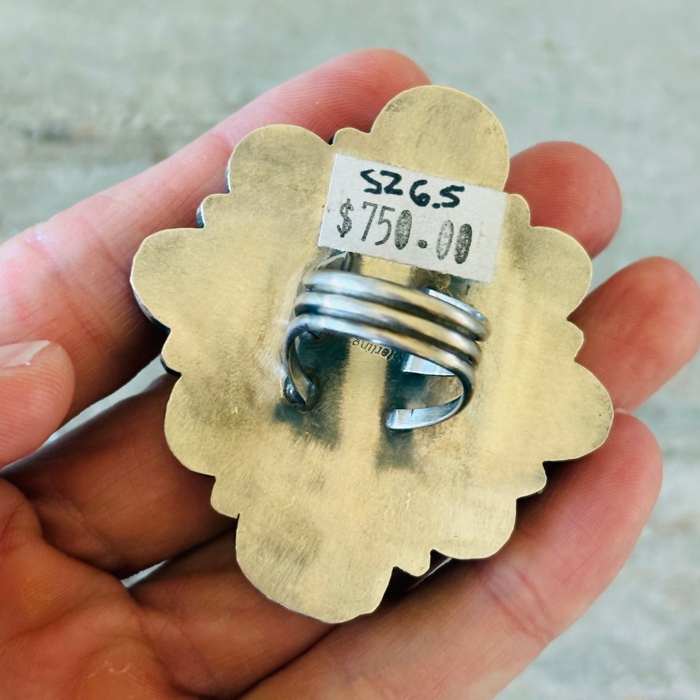 Navajo Taliah Benally Sterling Silver & Mixed Turquoise Cluster Ring