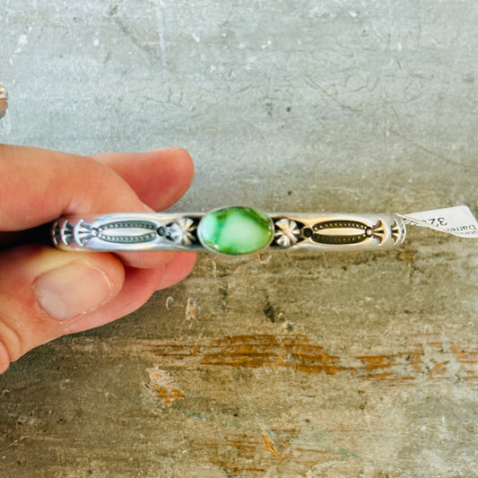 Navajo Darrell Cadman Sterling Silver & Sonoran Turquoise Stacker Cuff