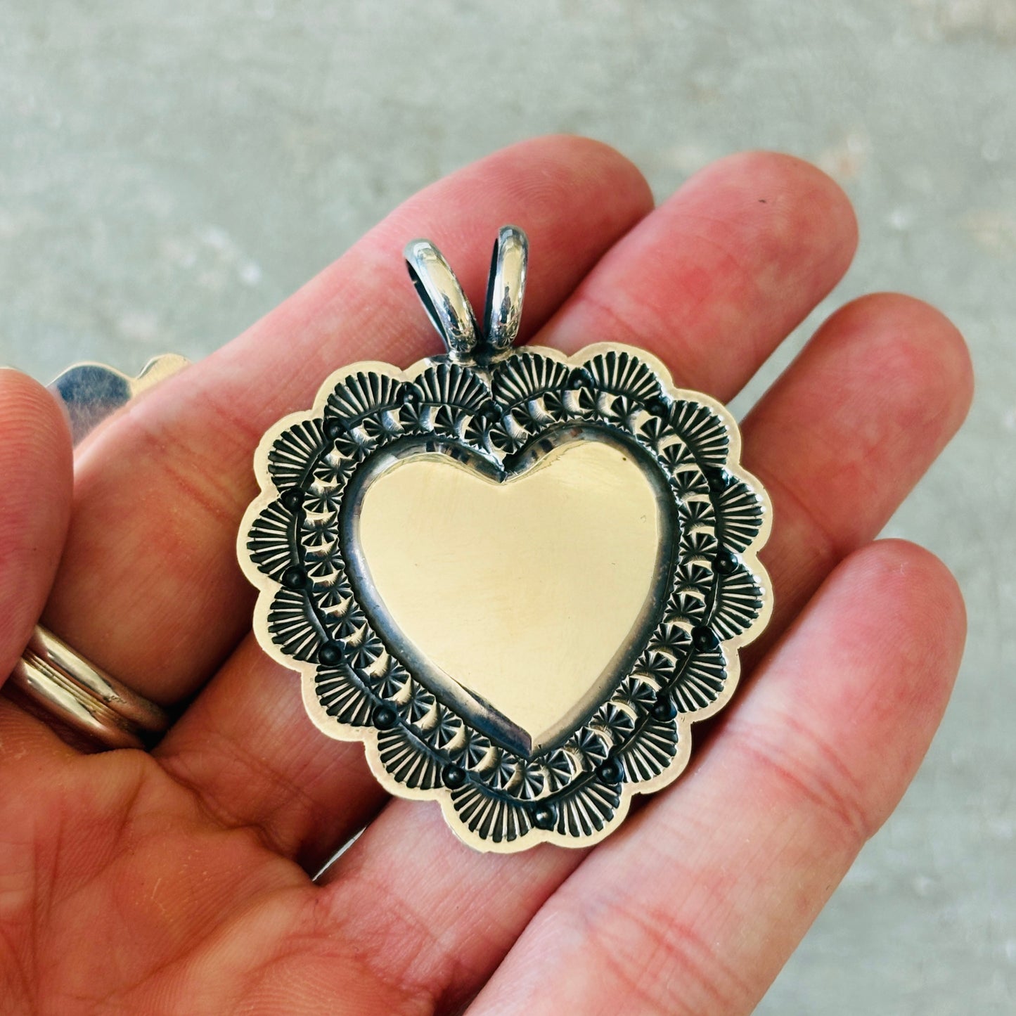 Navajo Sunshine Reeves Sterling Silver Heart Pendant