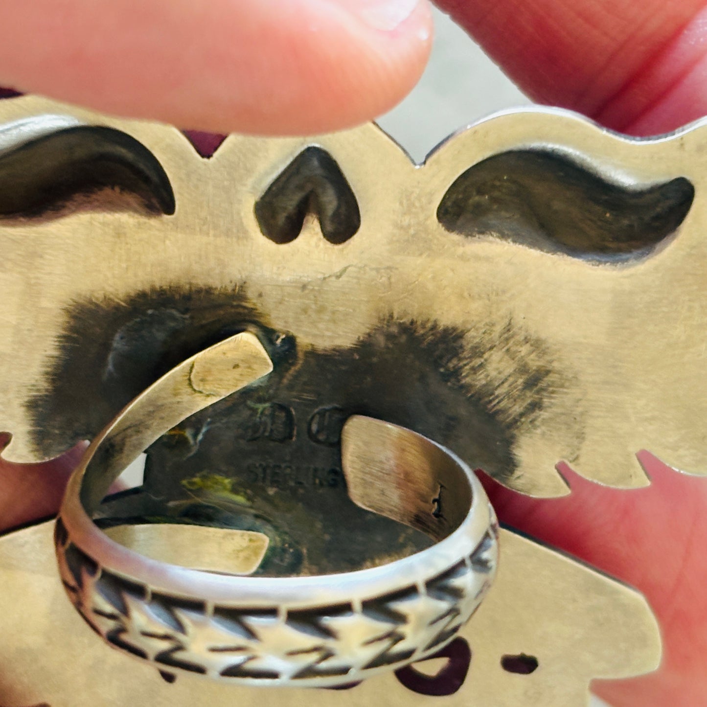 Navajo Derrick Cadman Sterling Silver & Kingman Eagle Ring
