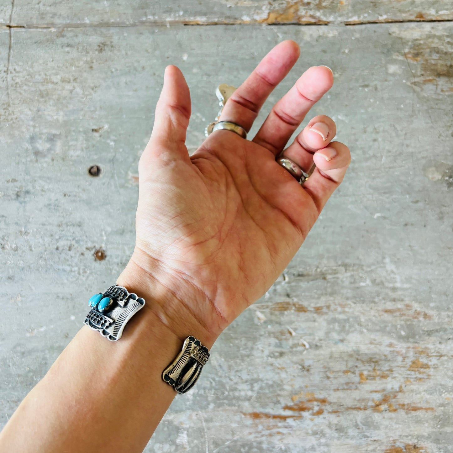 Navajo Shawn Cayatineto Sterling Silver & Kingman Turquoise Statement Cuff