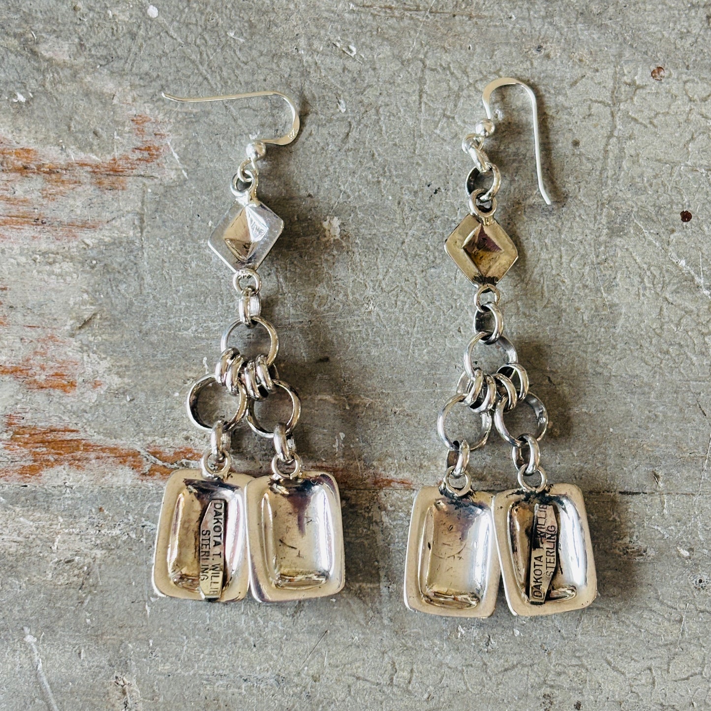 Navajo Dakota Willie Sterling Silver Charm Earrings