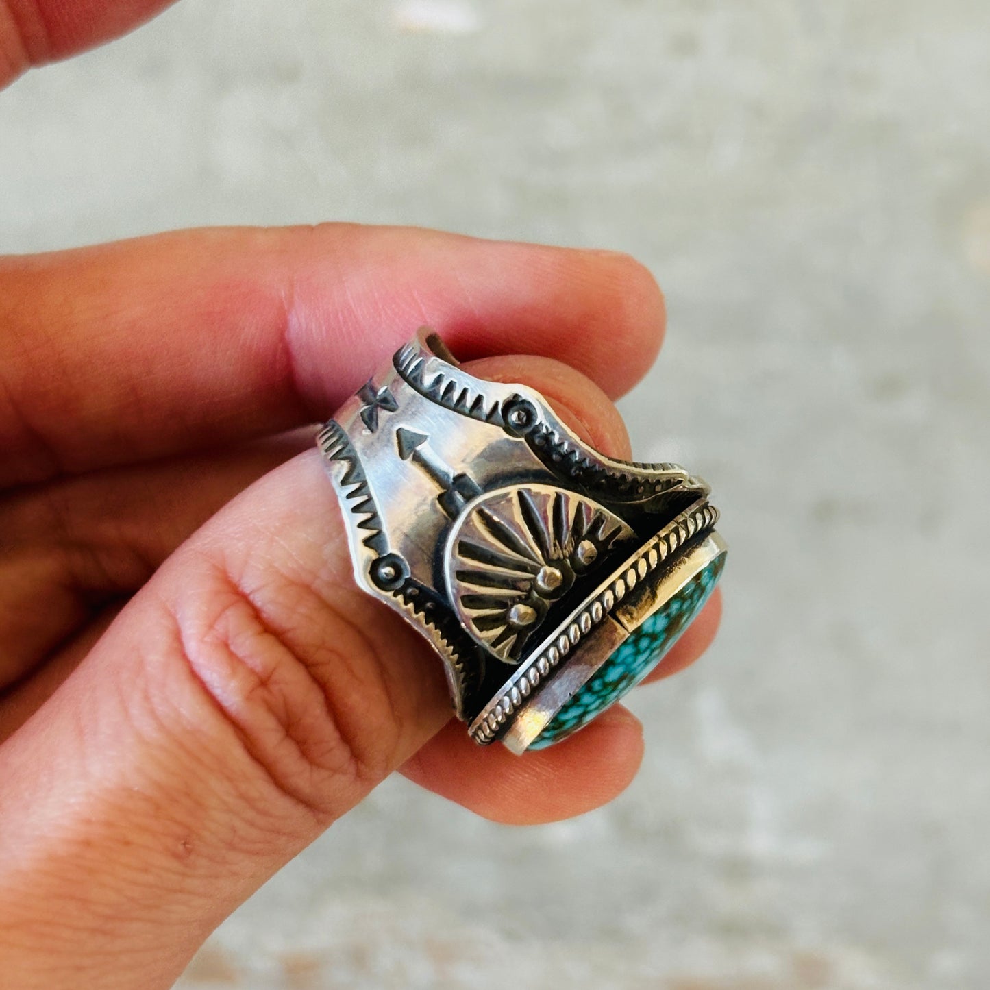 Navajo Andy Cadman Sterling Silver & Web Kingman Ring