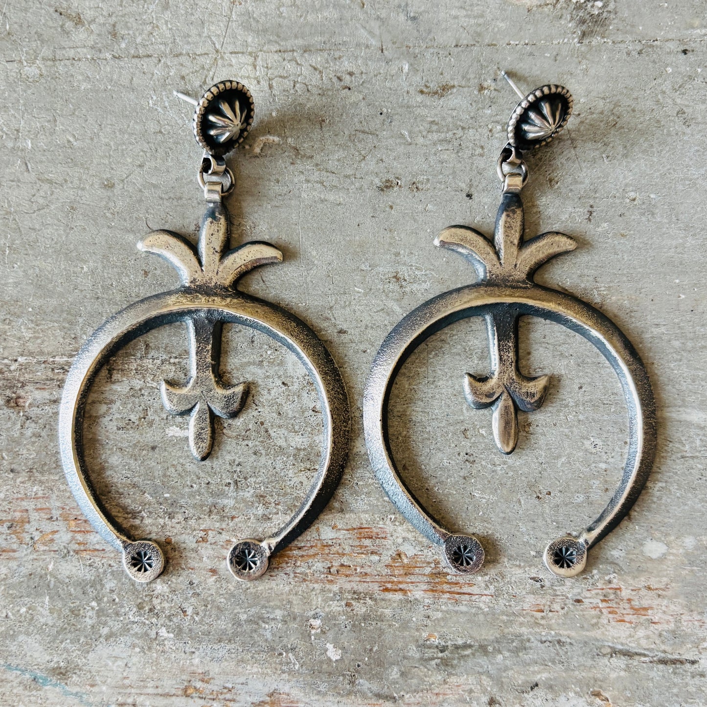 Navajo Braxton Parkett Sterling Silver Naja Earrings