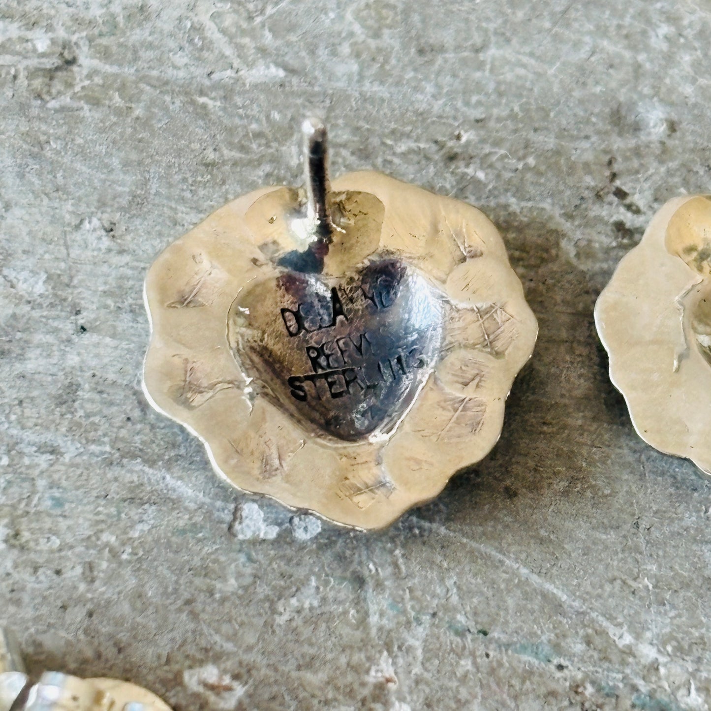 Navajo Delayne Reeves Sterling Silver Heart Earrings