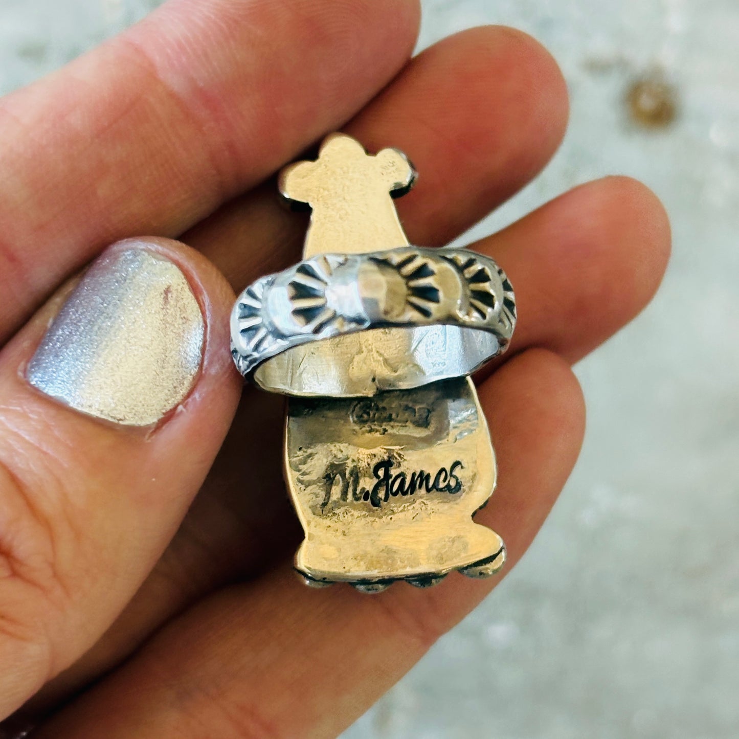 Navajo Merlin James Sterling Silver & Kingman Turquoise Ring
