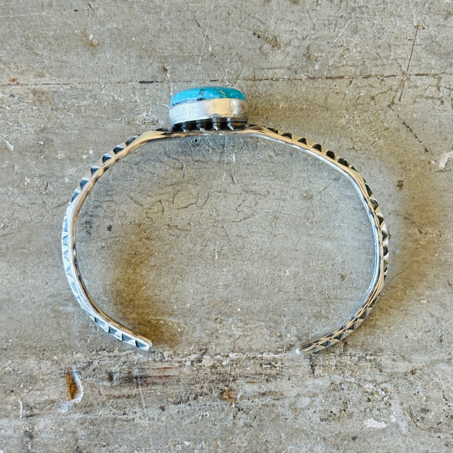 Navajo Delaine & Dwayne Nez Sterling Silver & Sonoran Turquoise Stacker Cuff