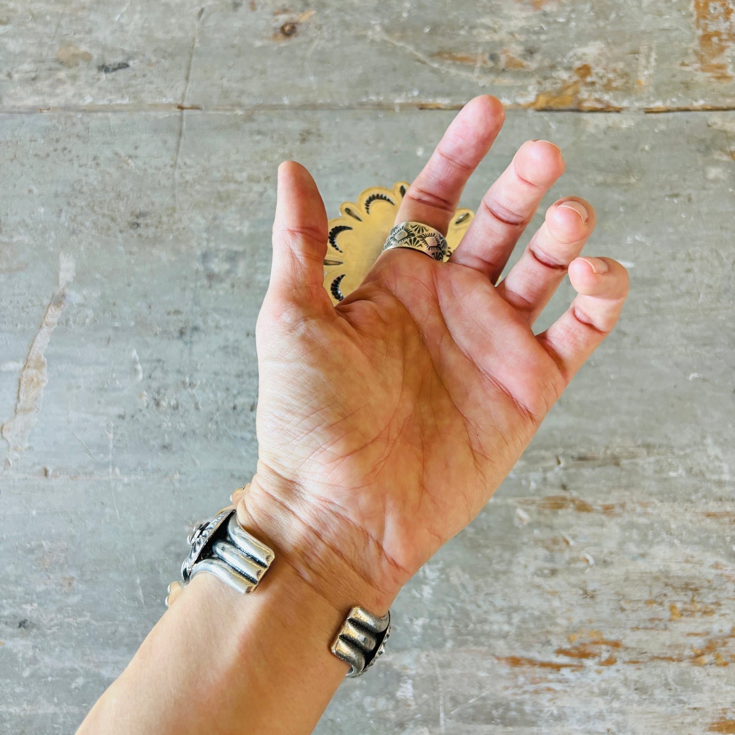 Navajo Leon Martinez Sterling Silver & Kingman Turquoise Cluster Statement Ring