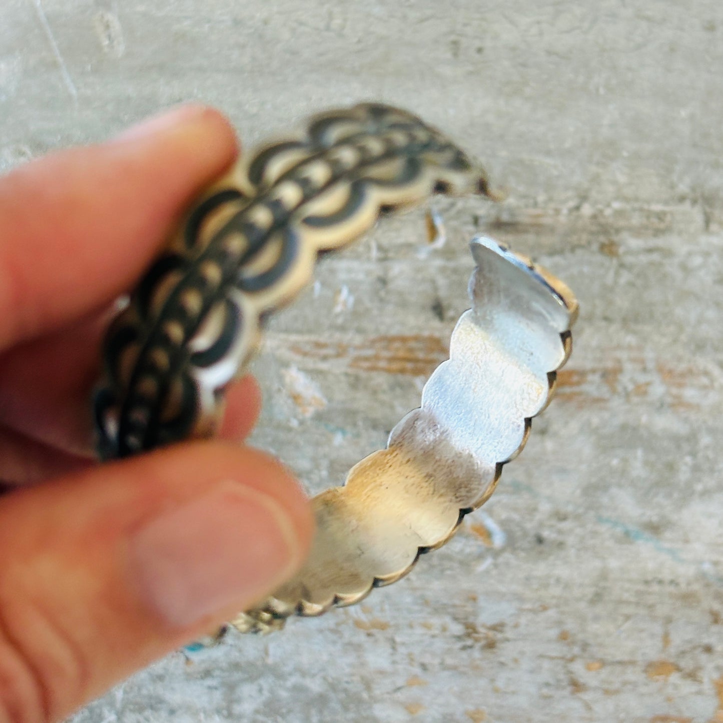 Navajo Randy Boyd Sterling Silver & Blue Ridge Turquoise Stacker Cuff