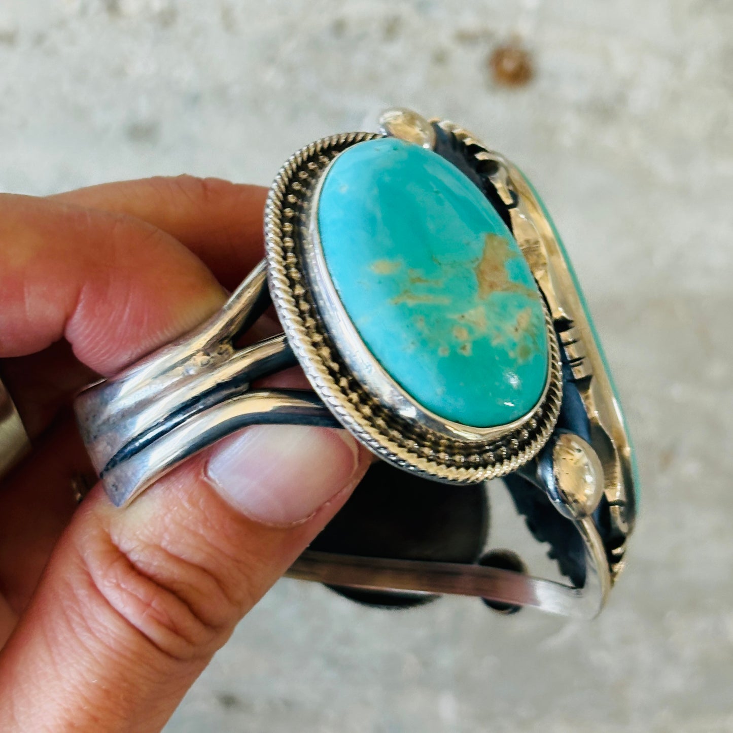 Navajo Marcus Chavez Sterling Silver & Kingman Turquoise Statement Cuff