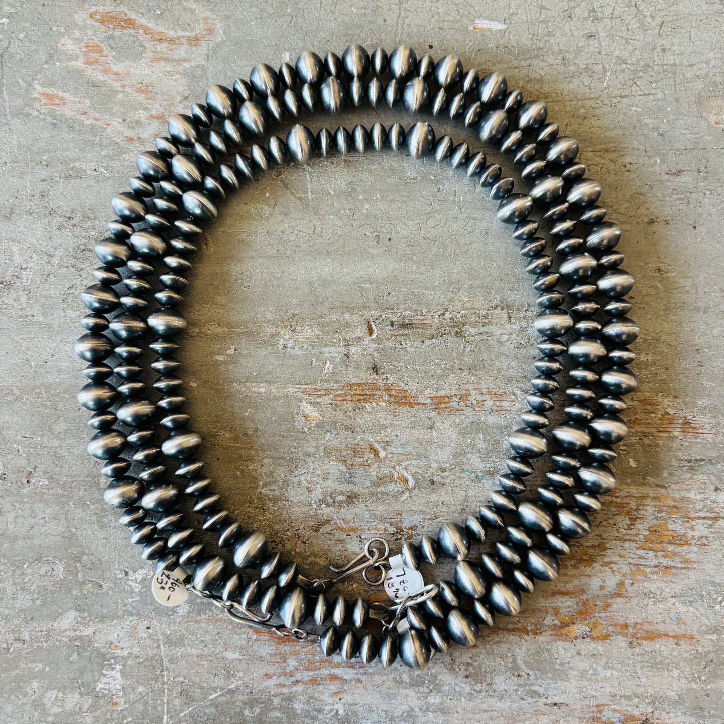 Navajo Austin Haley Sterling Silver 6mm - 10mm Handmade Pearls Necklace