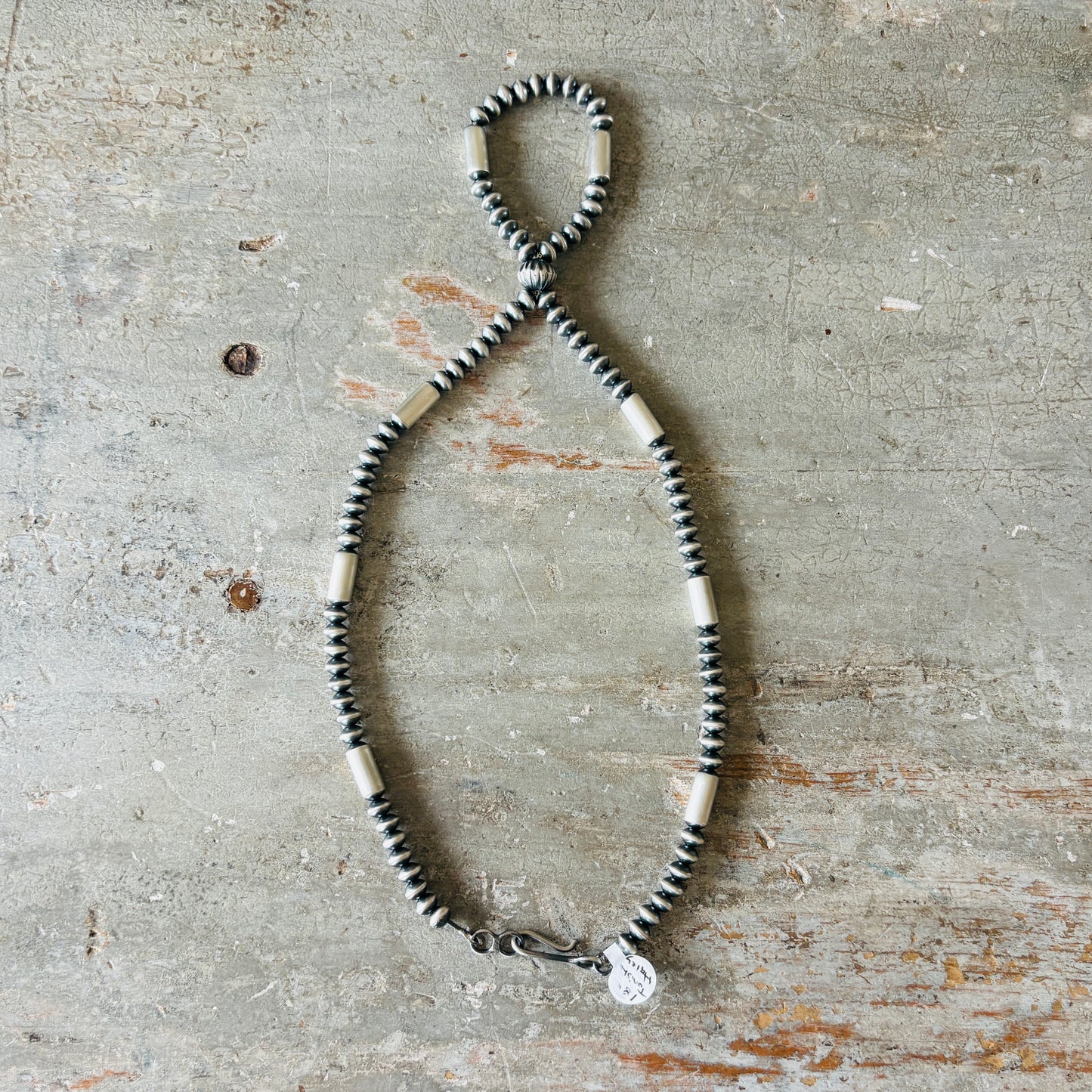 Navajo Tonisha Haley Sterling Silver 6.5mm Handmade Pearls Jacla Necklace