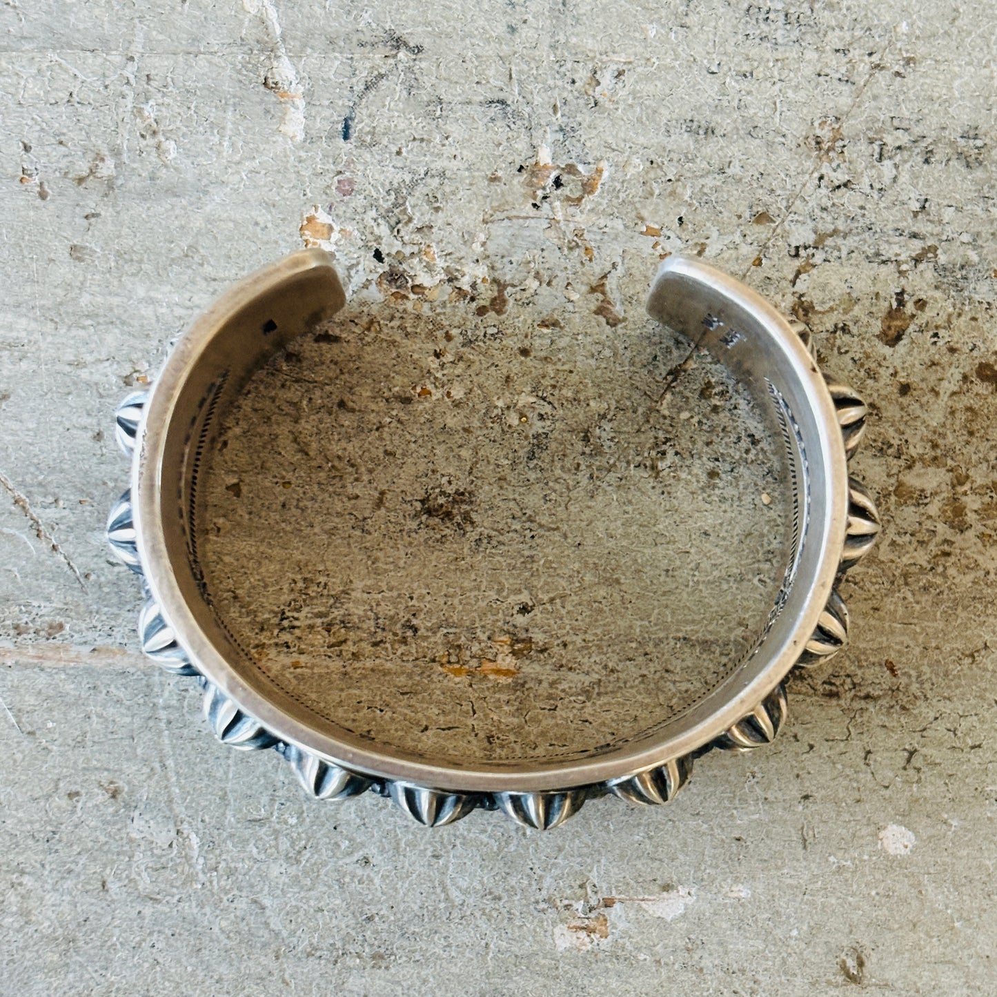 Navajo Hemerson Brown Sterling Silver Starburst Stacker Cuff