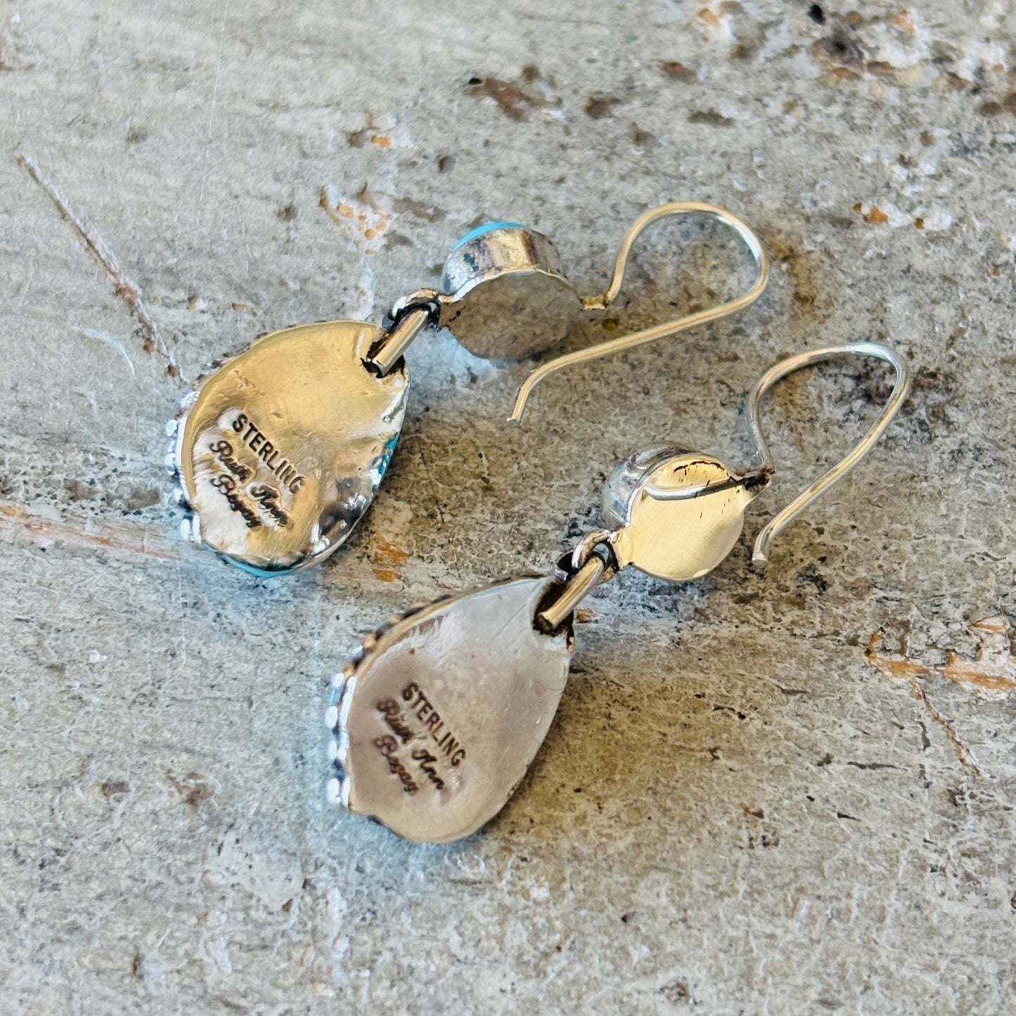 Navajo Ruth Ann Begay Sterling Silver & Sleeping Beauty Turquoise Earrings