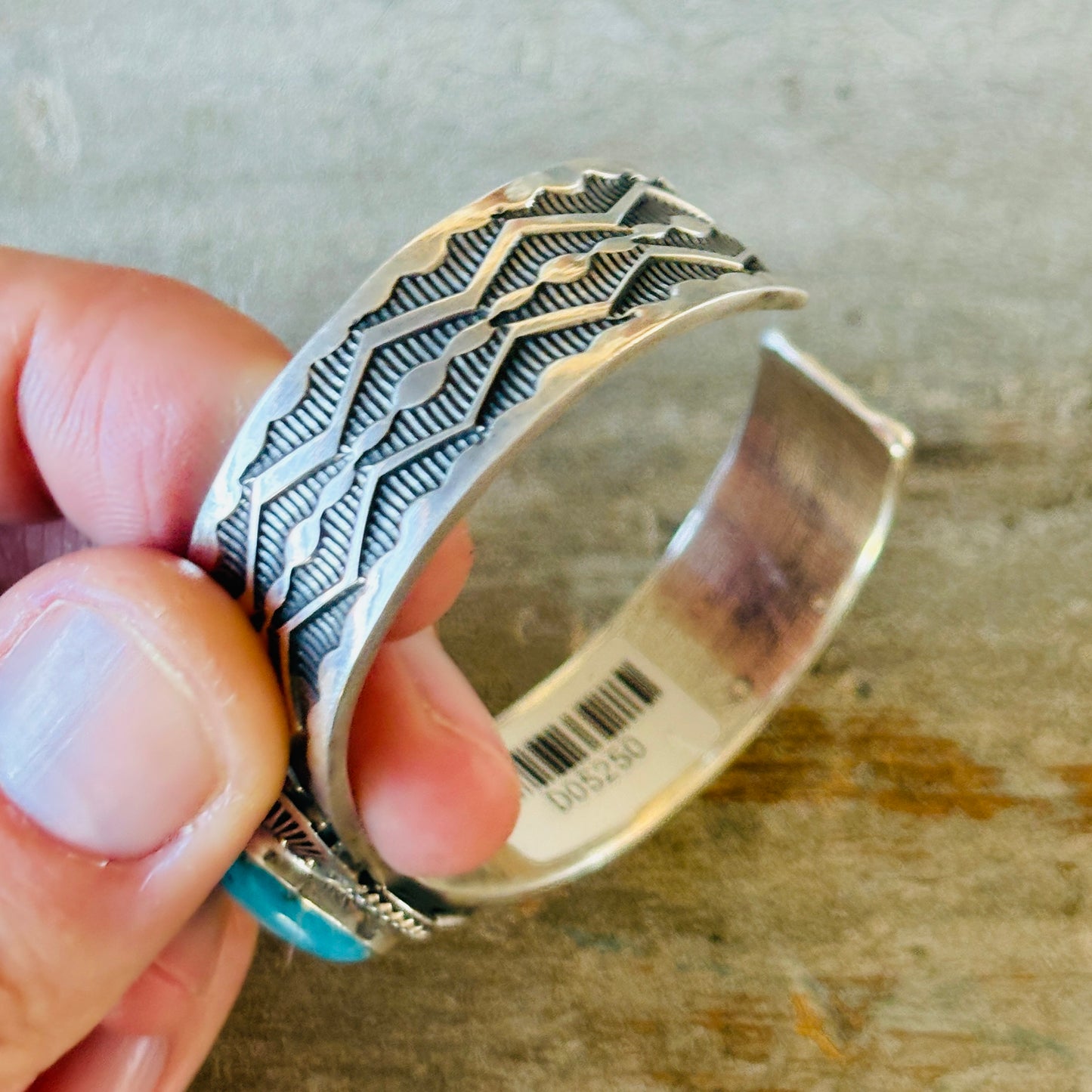 Navajo Sunshine Reeves Sterling Silver & Persian Turquoise Stacker Cuff