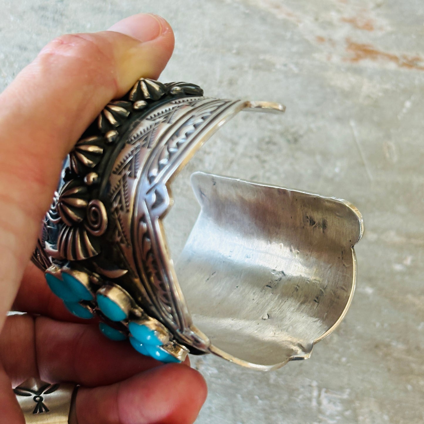 Navajo Delbert Gordon Sterling Silver - Purple Spiny Oyster & Sleeping Beauty Turquoise Statement Cuff