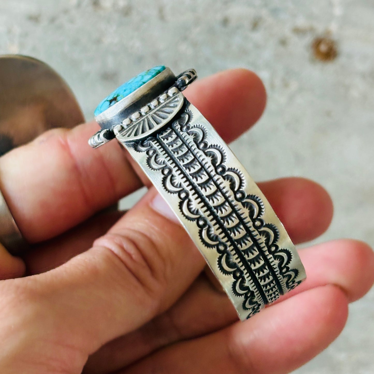 Navajo Herman Smith Sterling Silver & Web Kingman Stacker Cuff