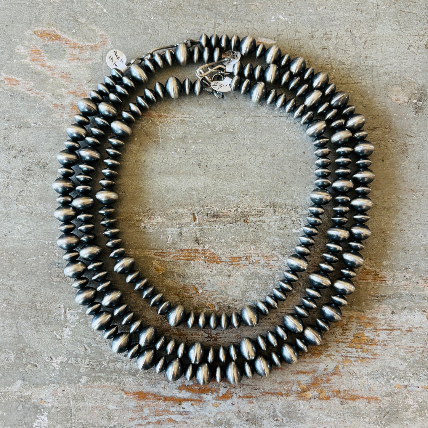 Navajo Austin Haley Sterling Silver 6mm - 10mm Handmade Pearls Necklace