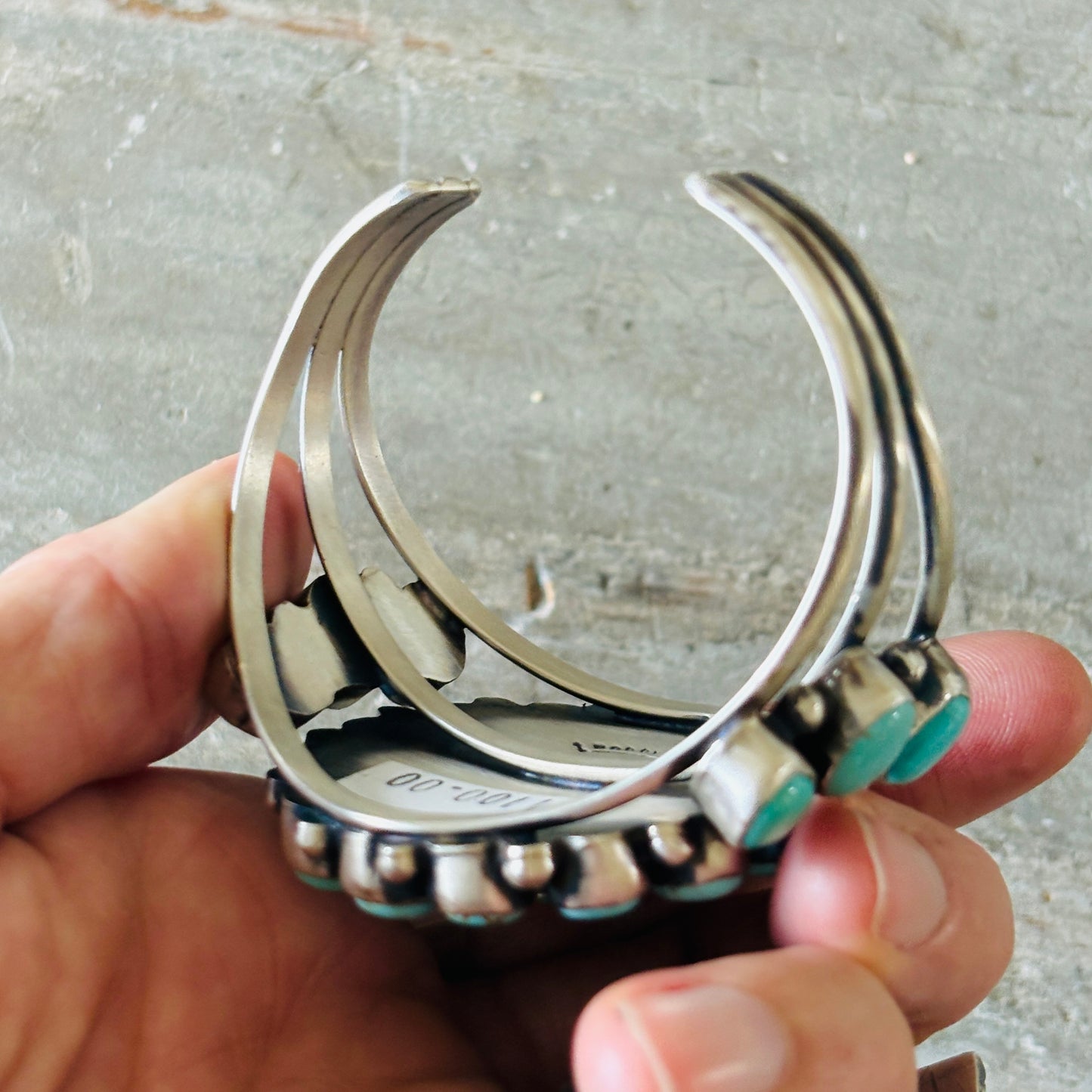 Navajo Bobby Johnson Sterling Silver & #8 Turquoise Cluster Cuff!