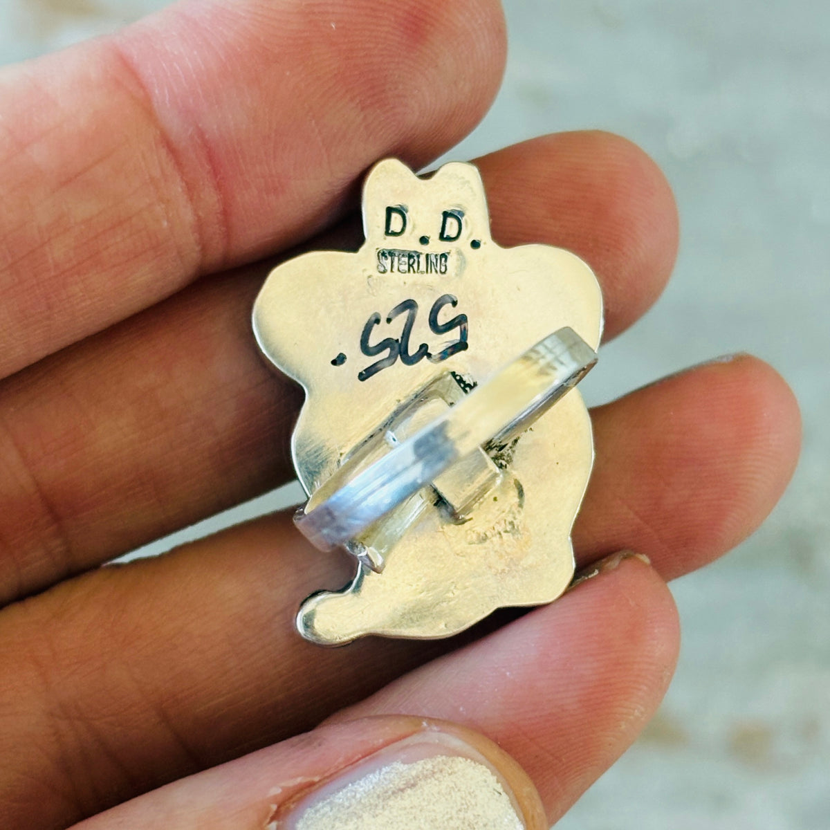 Zuni Don Dewa Sterling Silver Multi Stone Mickey Mouse Ring