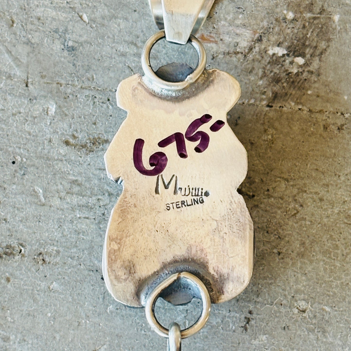 Navajo Miranda Willie Sterling Silver & Chryscolla Horses Pendant