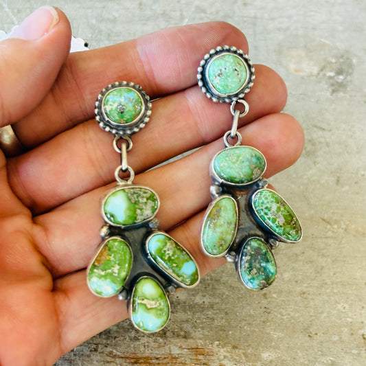 Navajo Lydia Begay Sterling Silver & Sonoran Turquoise Earrings