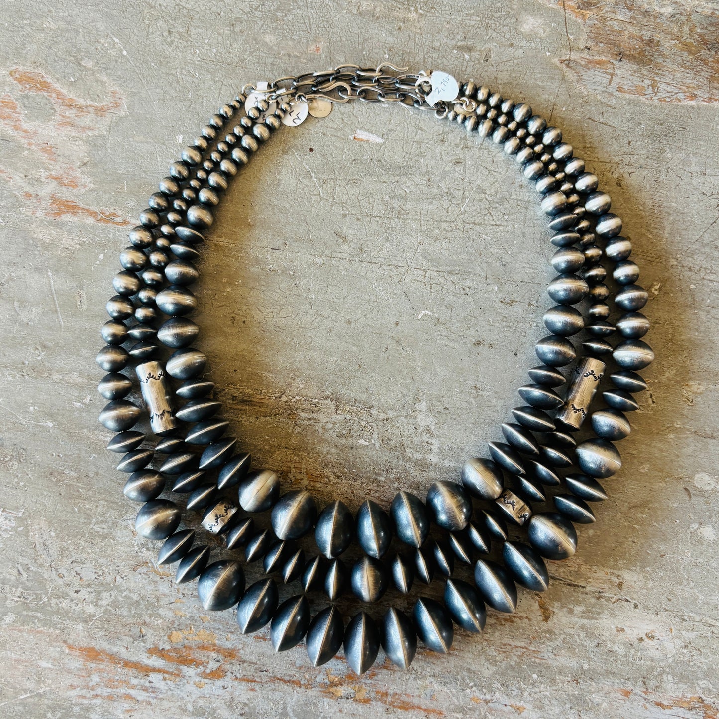 Navajo Rose Martin Sterling Silver Handmade Pearls Necklace