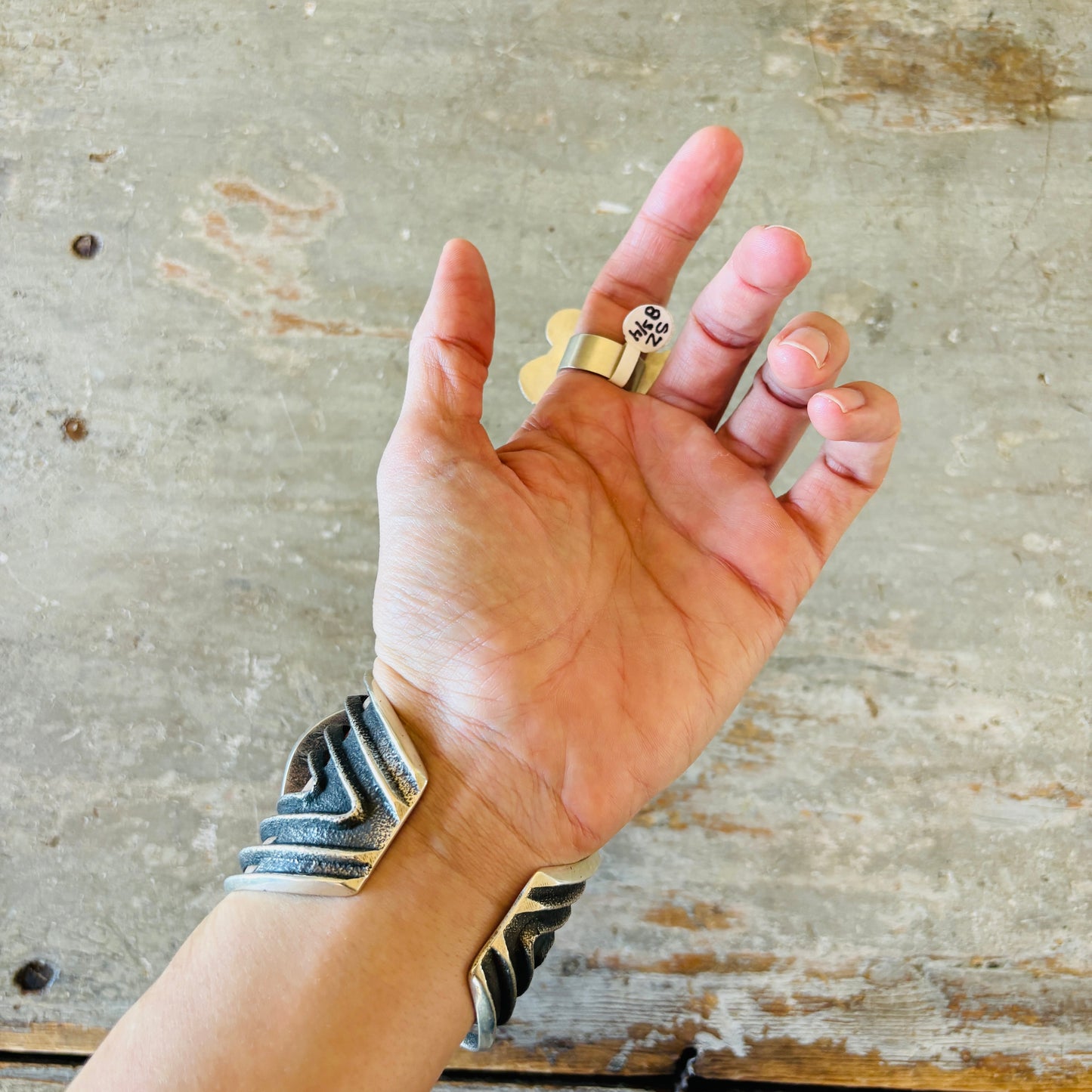 Navajo Sheila Becenti Sterling Silver & Golden Hills Cluster Ring