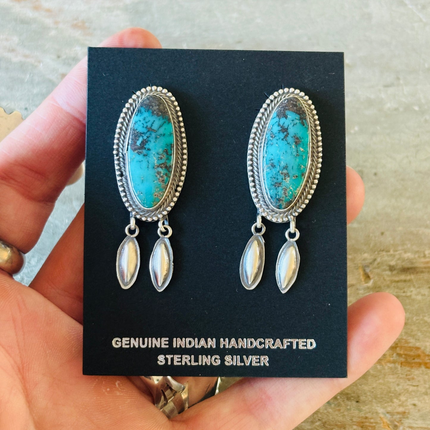 Sheila Tso Sterling Silver & Hubei Turquoise Earrings