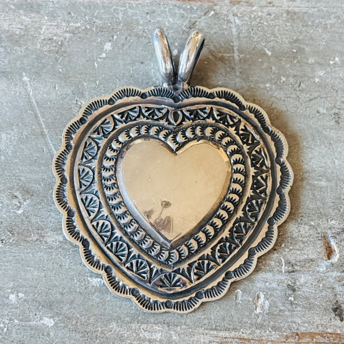 Navajo Sunshine Reeves Sterling Silver Heart Pendant