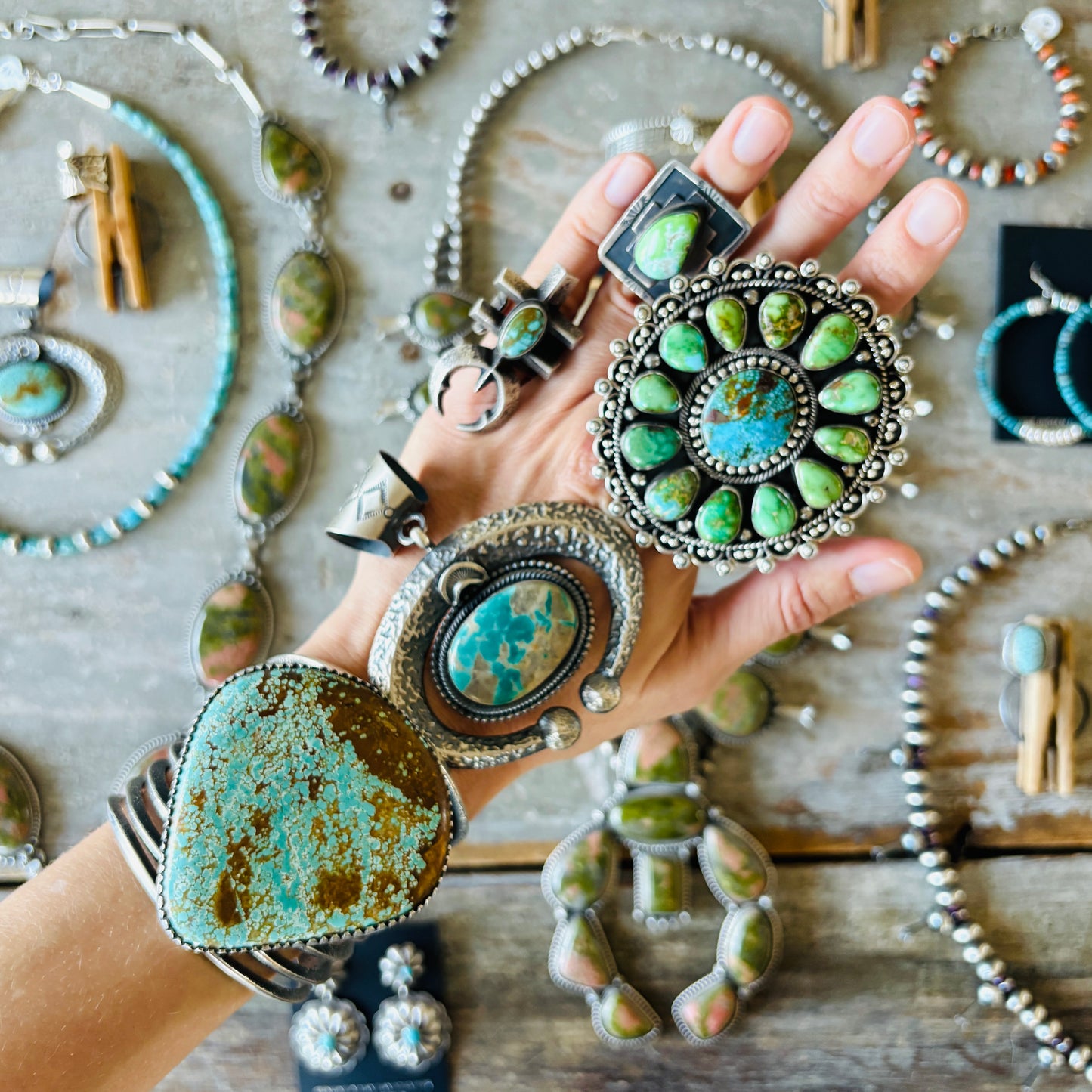 Navajo Hemerson Brown Sterling Silver & Turquoise Mountain Pendant