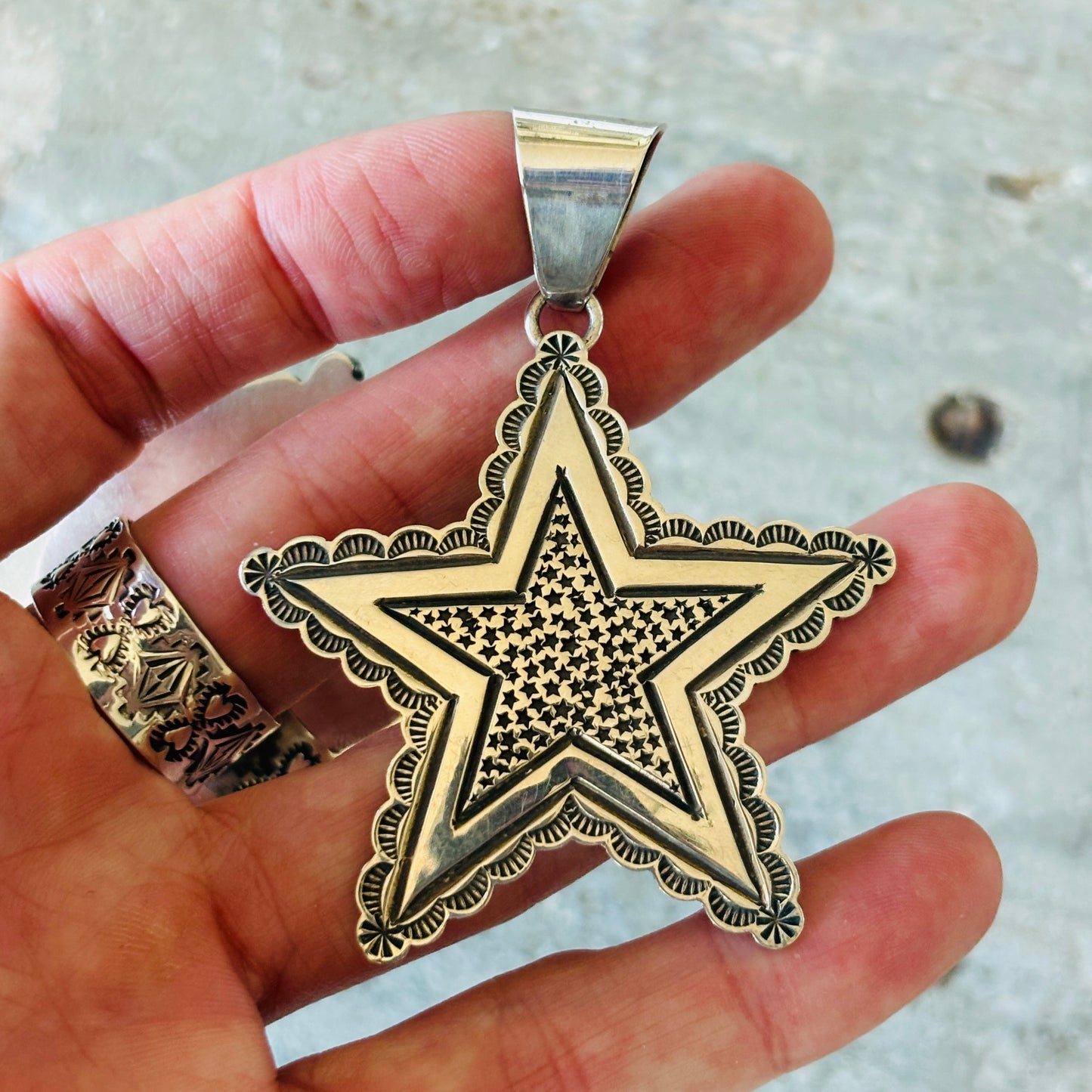 Navajo Andy Cadman Sterling Silver Star Pendant