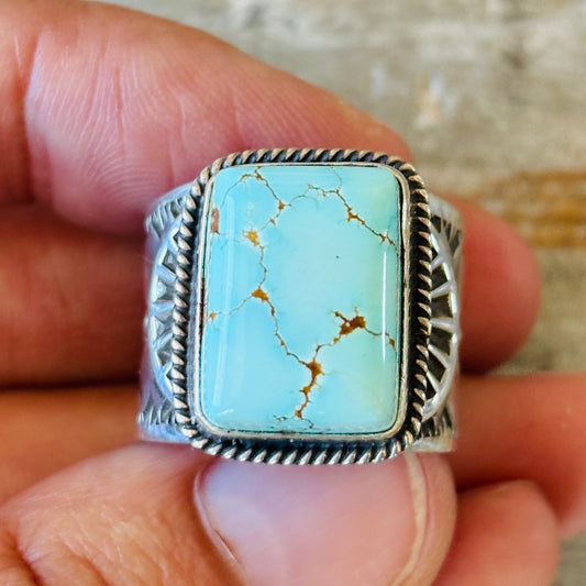 Navajo Darrell Cadman Sterling Silver & #8 Turquoise Ring