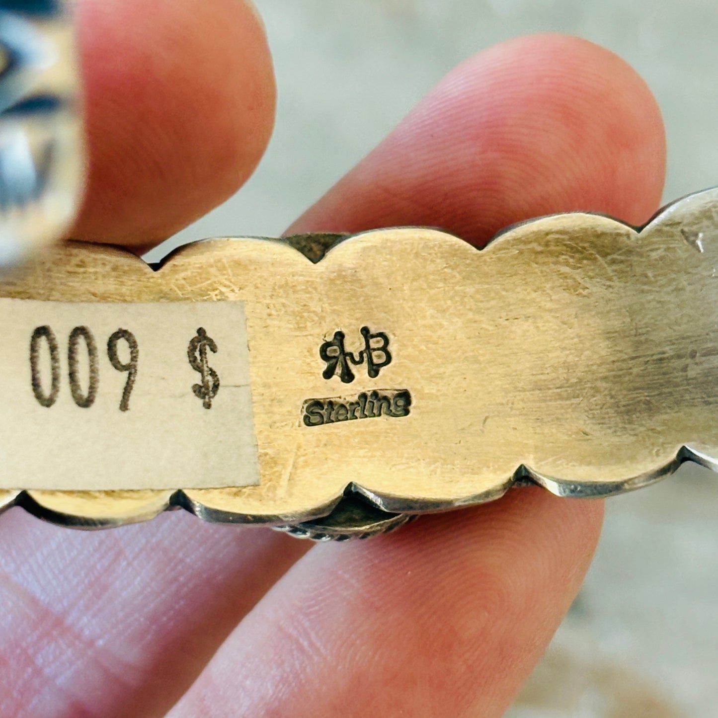 Navajo Randy Boyd Sterling Silver & Blue Ridge Turquoise Stacker Cuff