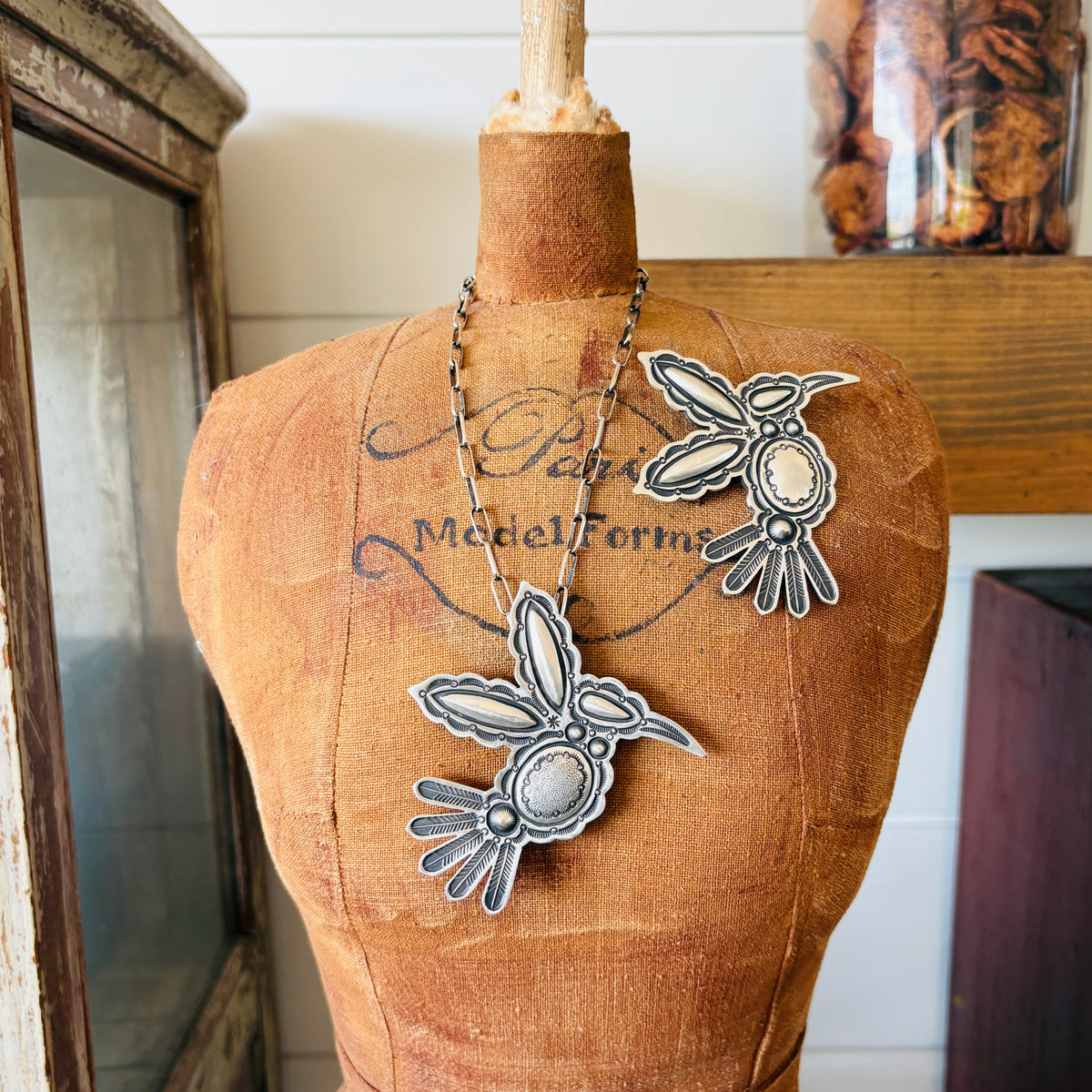 Navajo Herman Smith Sterling Silver Hummingbird Pin Pendant