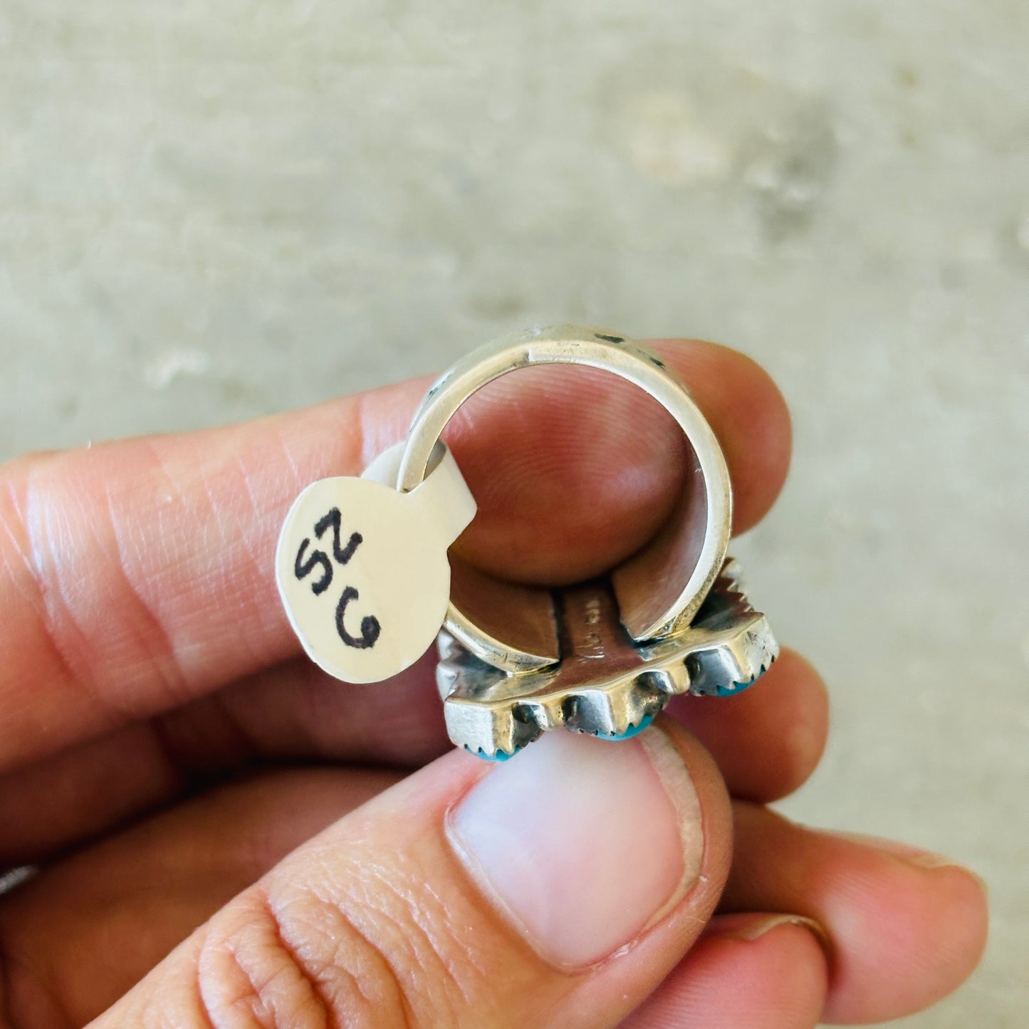 Navajo Signed Sterling Silver & Kingman Turquoise Ring