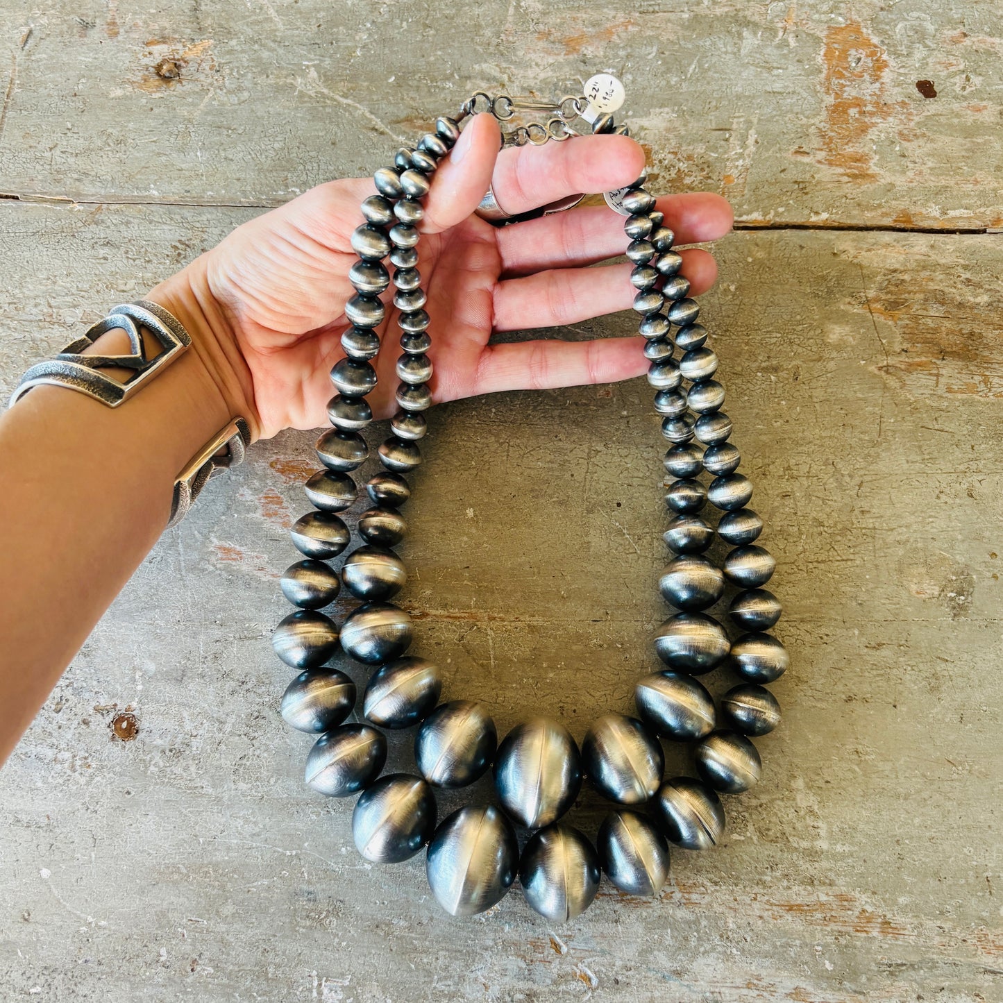 Navajo Austin Haley Sterling Silver XL Graduated Handmade Pearls