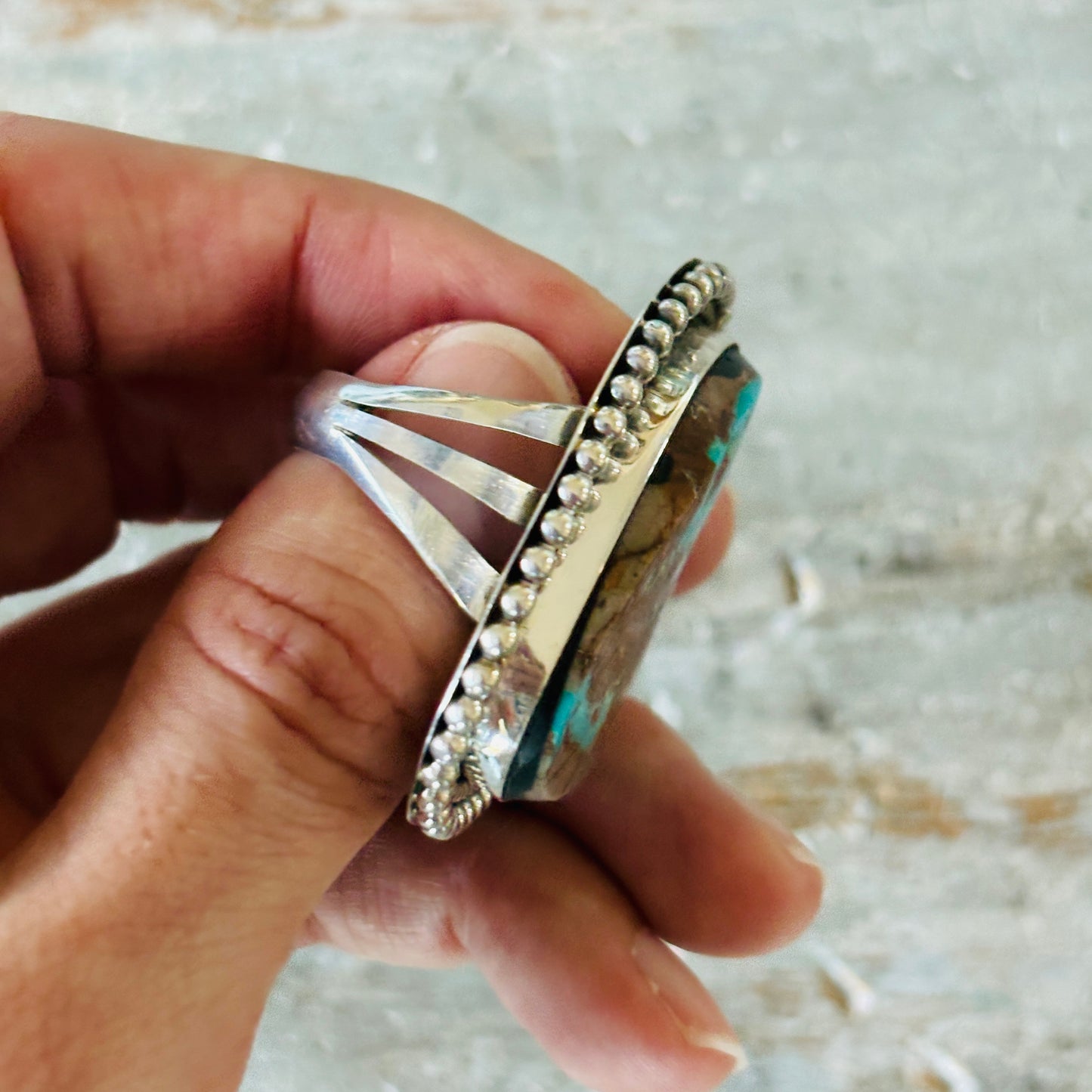 Apache Rosella Paxson Sterling Silver & Pilot Mountain Turquoise Ring